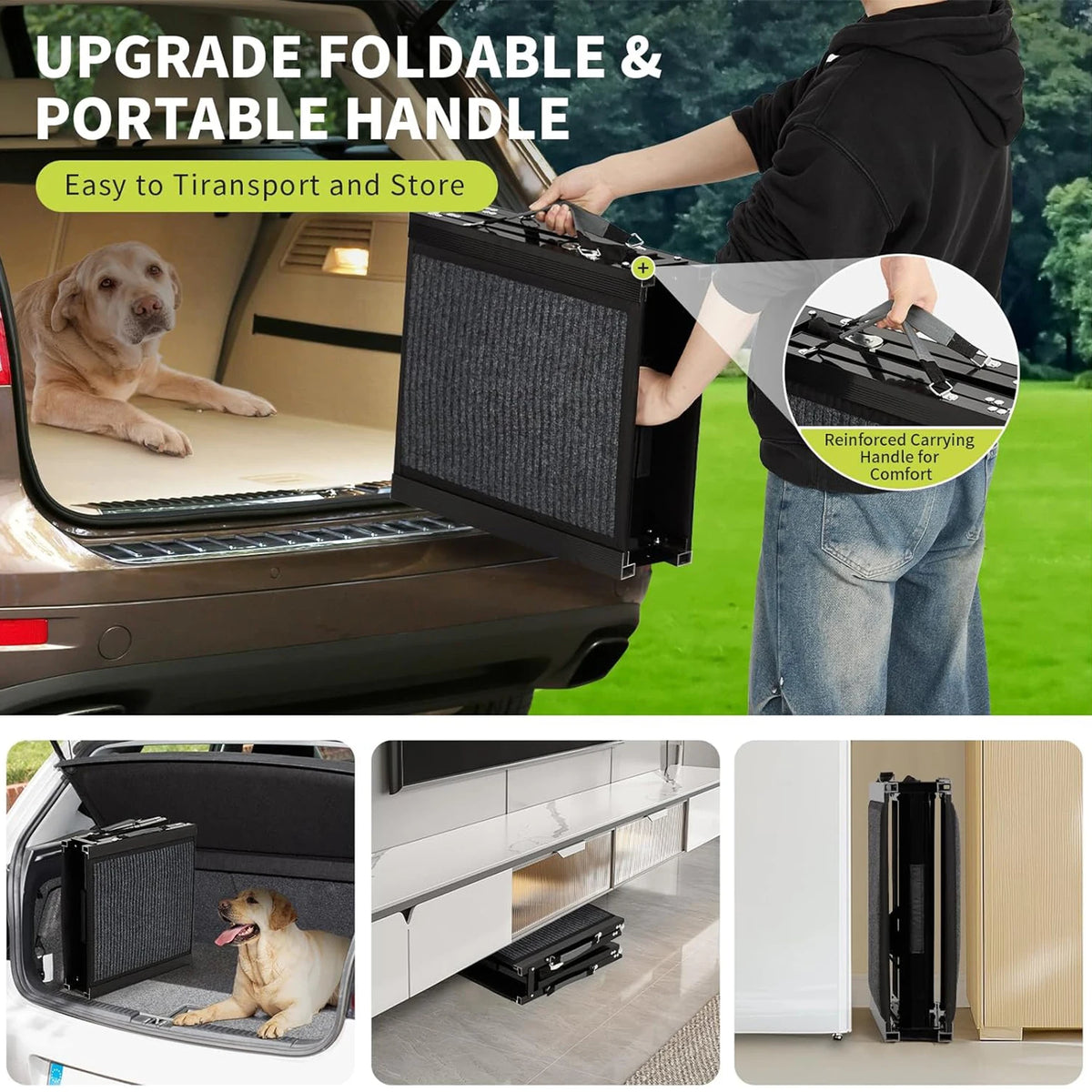HiMiss Portable Folding Pet Ramp For Cars With Grip