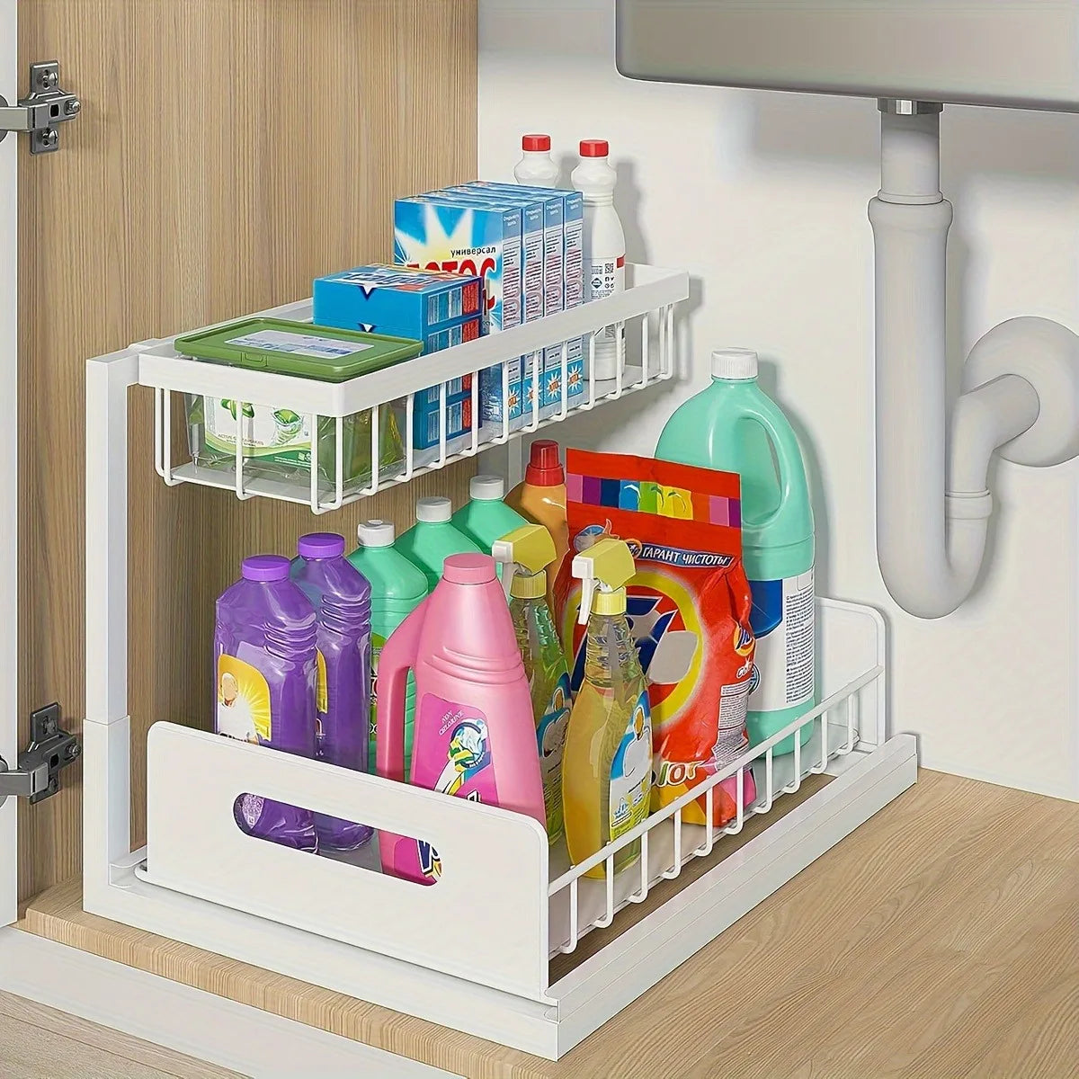 Stainless Steel Sliding Pull Out Kitchen Cabinet Sorting Rack