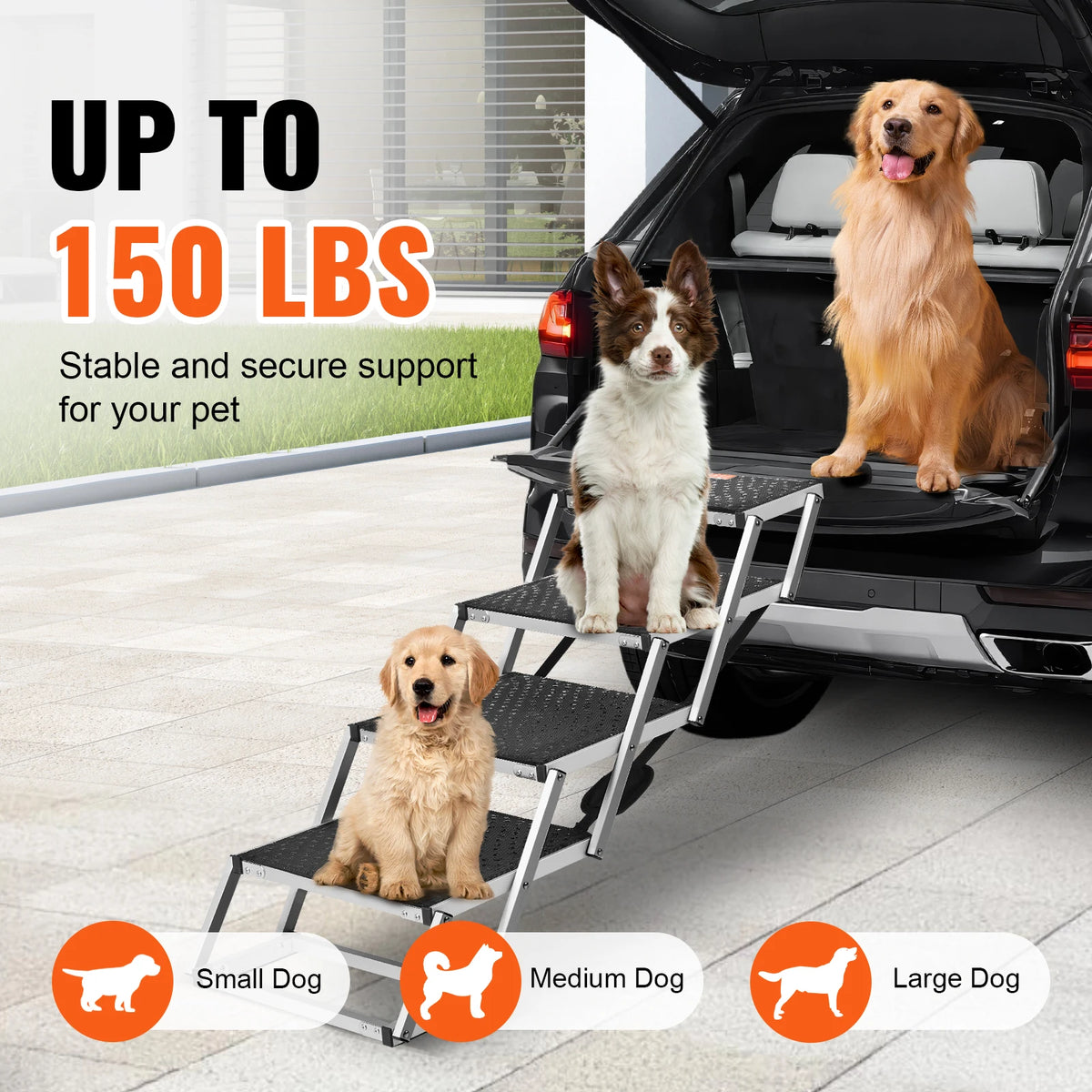 SucceBuy Folding Dog Car Steps Lightweight Pet Stairs For Vehicles