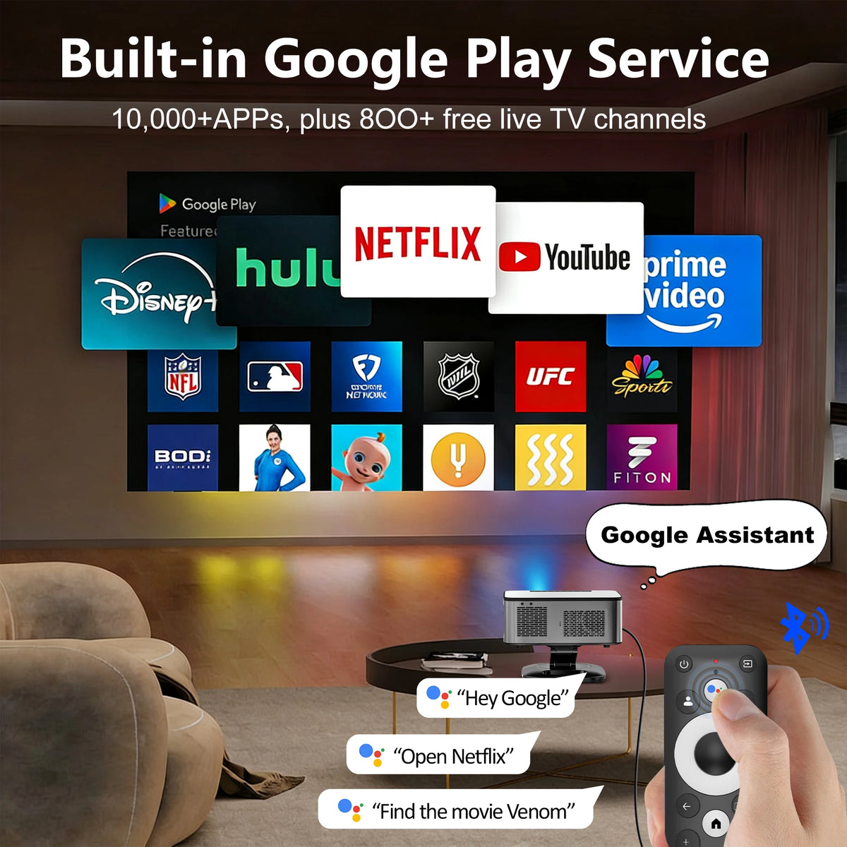 Horlat Android Projector 4K Full HD 3200 Ansi Lumens Wifi