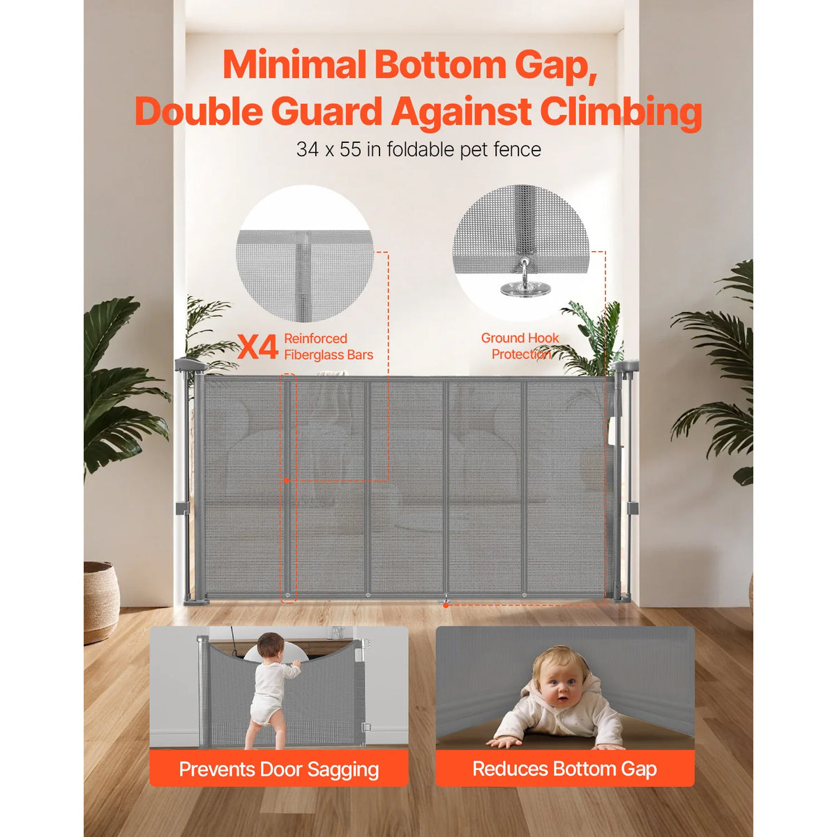 SucceBuy Retractable Mesh Baby And Pet Home Security Gate
