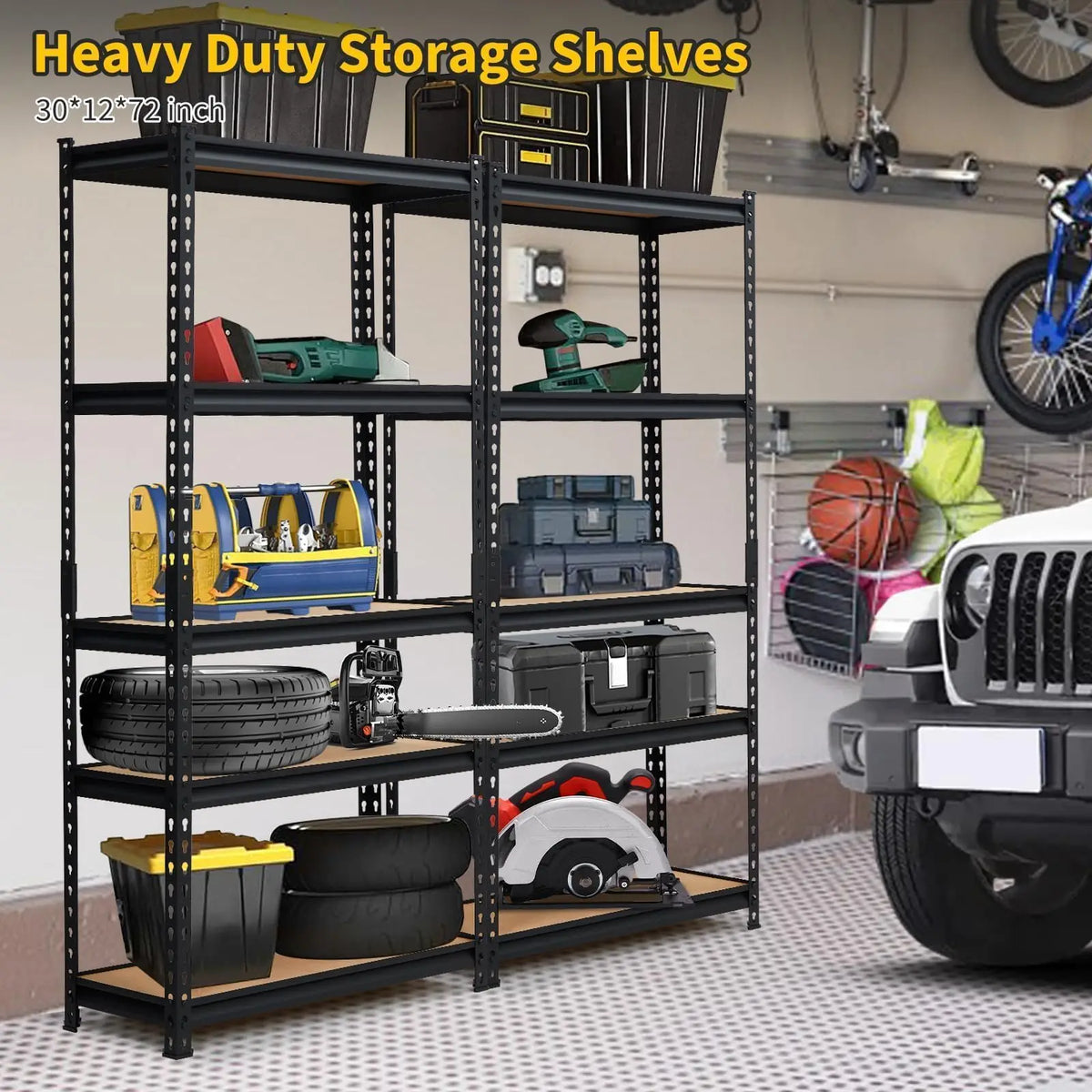 HiMiss 5 Tier Heavy Duty Adjustable Metal Storage Shelving Rack