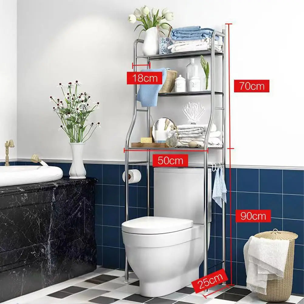 Over The Toilet Freestanding Bathroom Storage Organizer With Towel Hooks