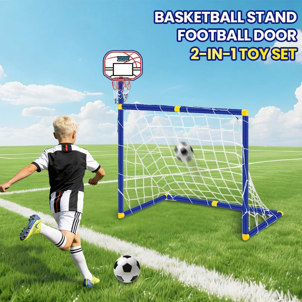 Kmoist Portable Basketball And Football Goal Set For Kids