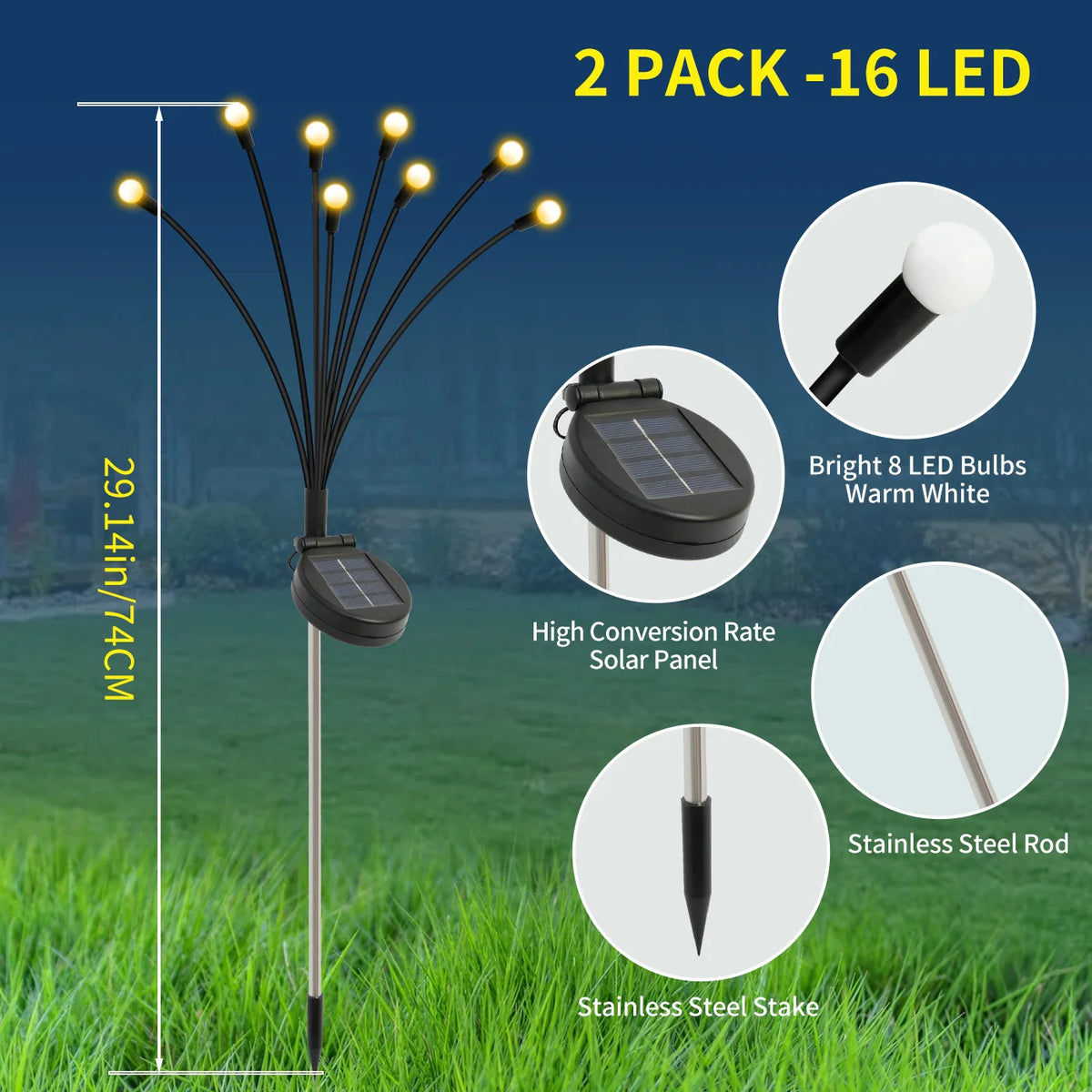 Solar LED Outdoor Garden Firefly Lights Decorative Landscape Fixtures