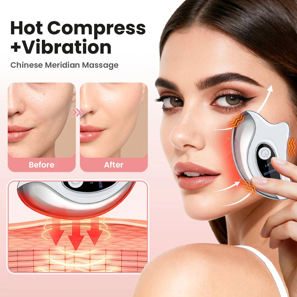 Hailicare Heated Vibration Electric Gua Sha Facial Massager Tool