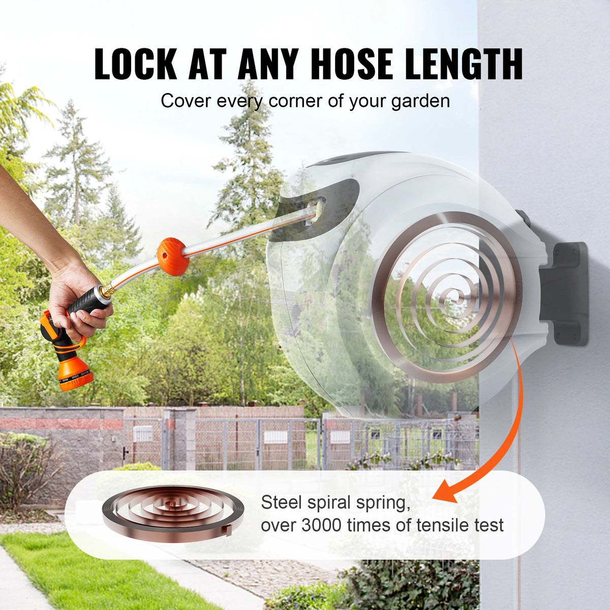 SucceBuy Retractable Hose Reel With Swivel Bracket And Auto Rewind