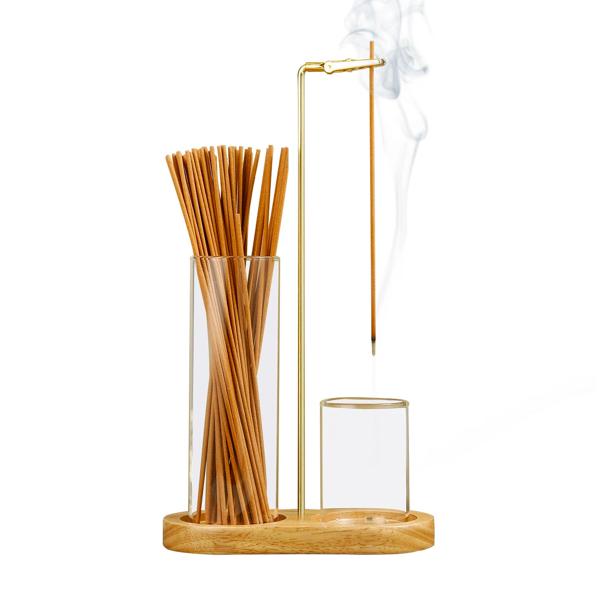 Glass Incense Burner With Anti Ash Catcher And Stick Organizer
