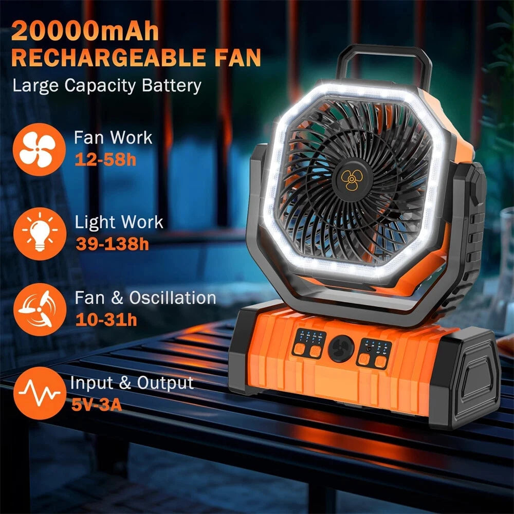 Battery Operated Portable Cooling Fan With Led Light