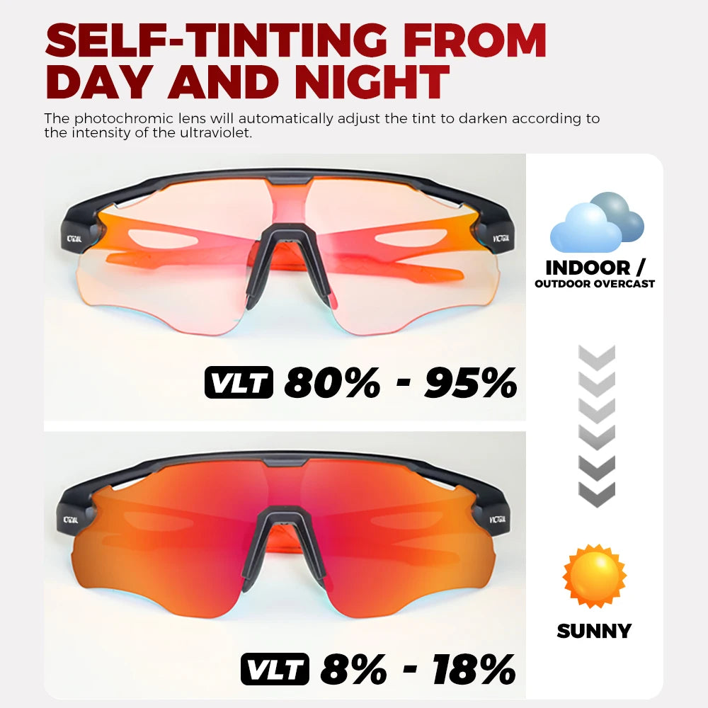 Victgoal Photochromic Cycling Sunglasses UV400 TR-90 Sports Protection Eyewear