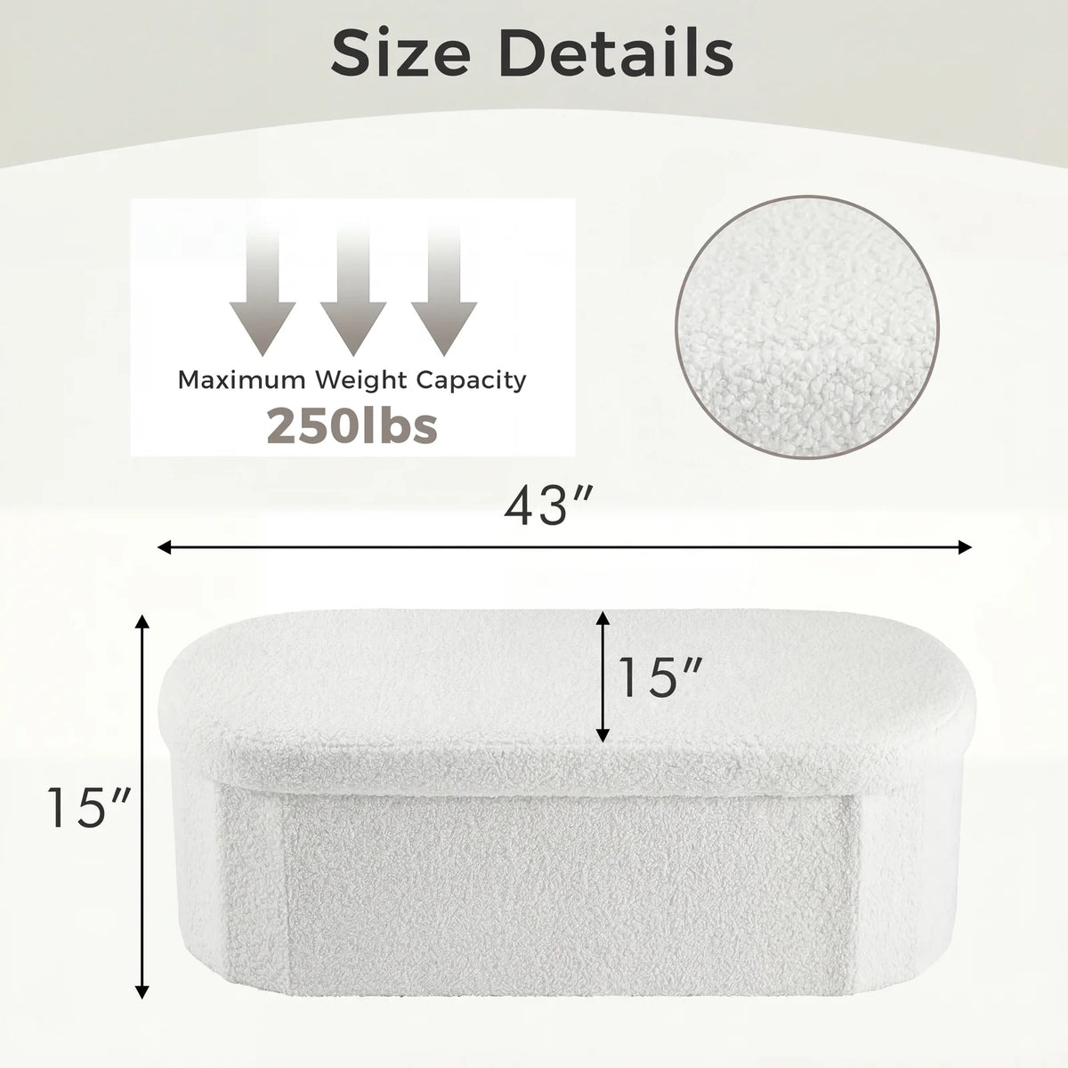 MCQ Faux Fur Storage Ottoman Footrest Stool for Bedroom