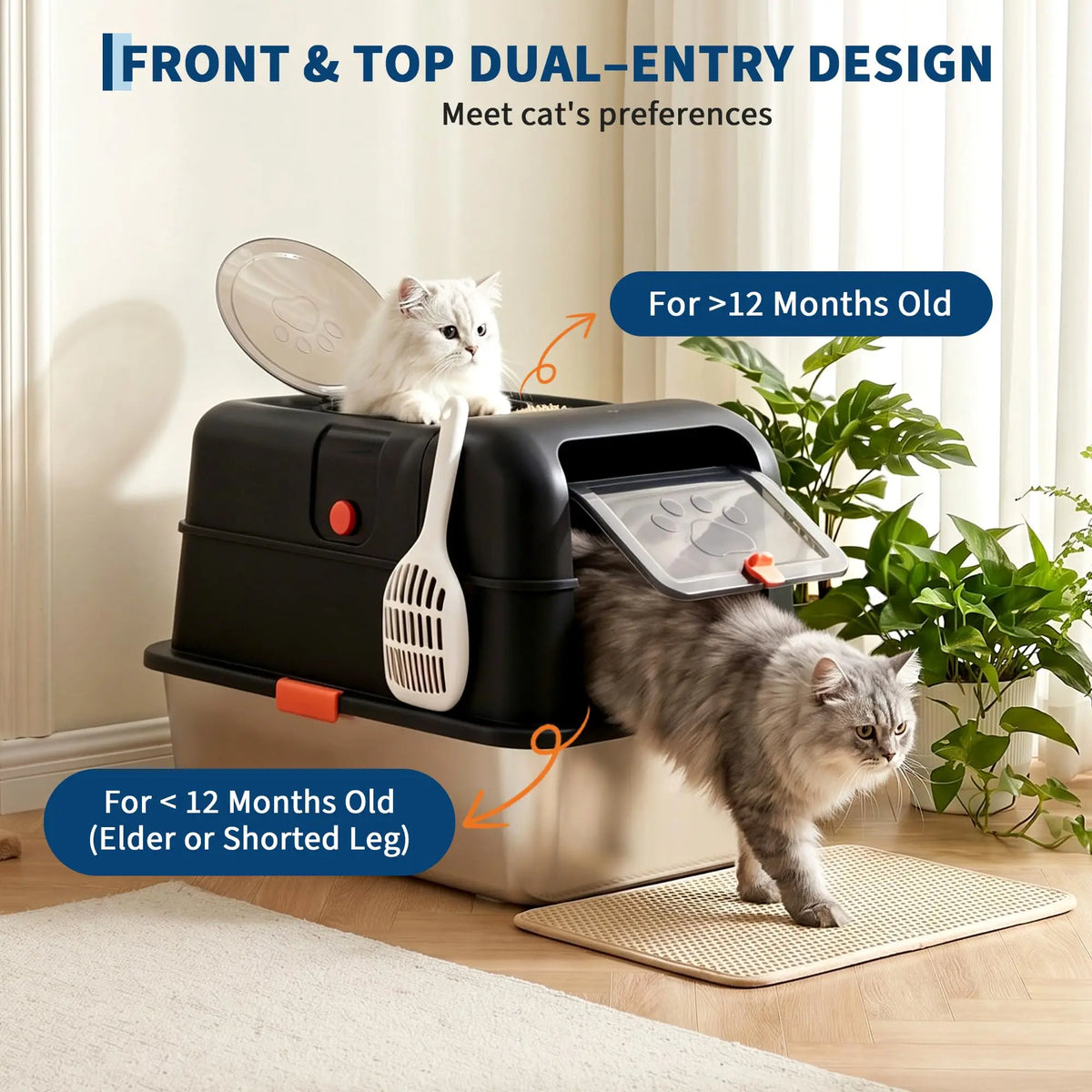 Studyset Enclosed Stainless Steel Litter Box With Lid For Cats