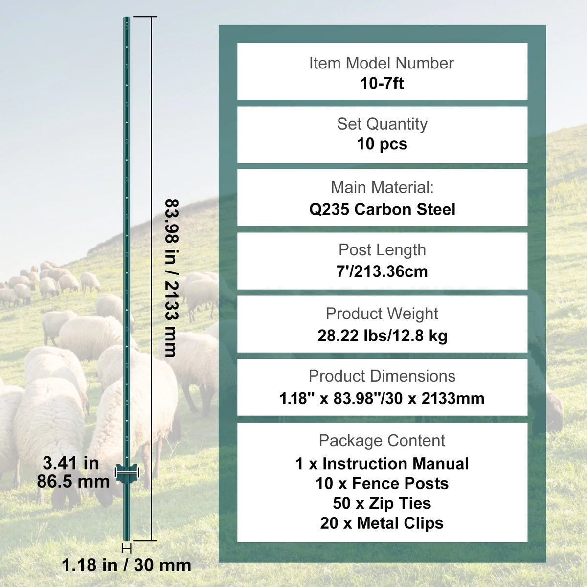 SucceBuy Heavy Duty Carbon Steel T Post Fence Stakes
