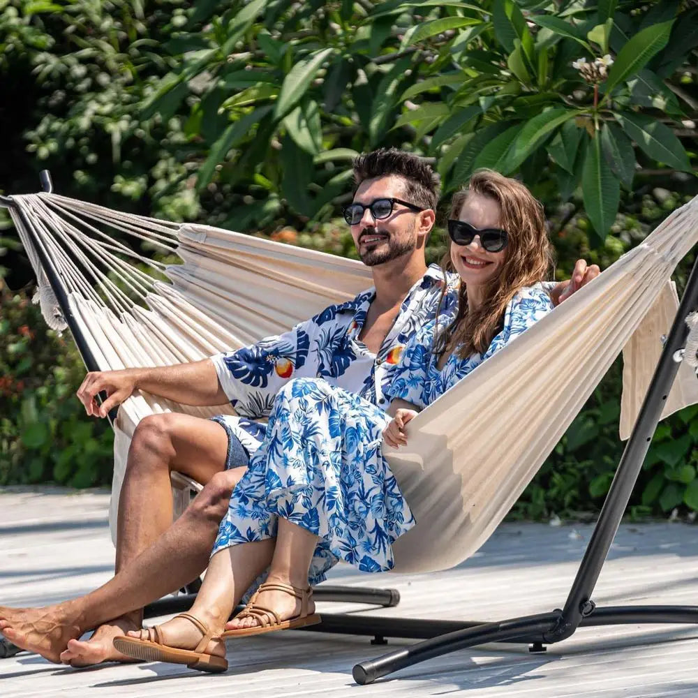 Indoor Outdoor Portable Hammock With Stand, Pillow And Carrying Bag