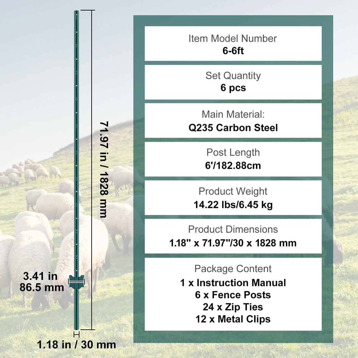 SucceBuy Heavy Duty Carbon Steel T Post Fence Stakes