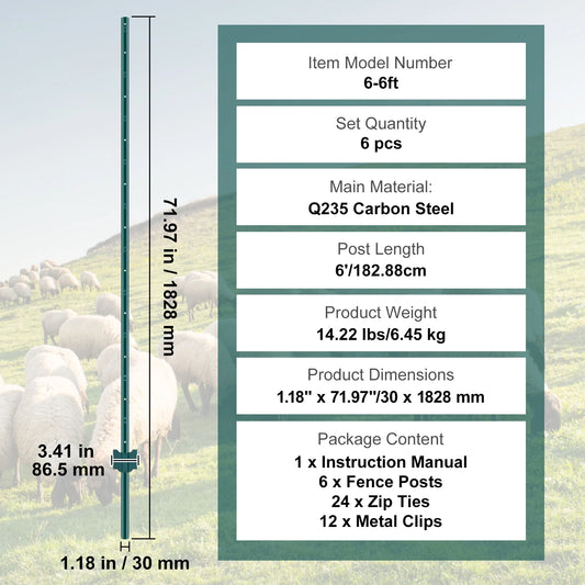 SucceBuy Heavy Duty Carbon Steel T Post Fence Stakes