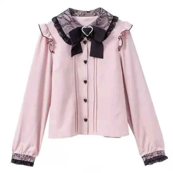 Japanese Gothic Lolita A-Line Lace Suspenders Skirt For Girls