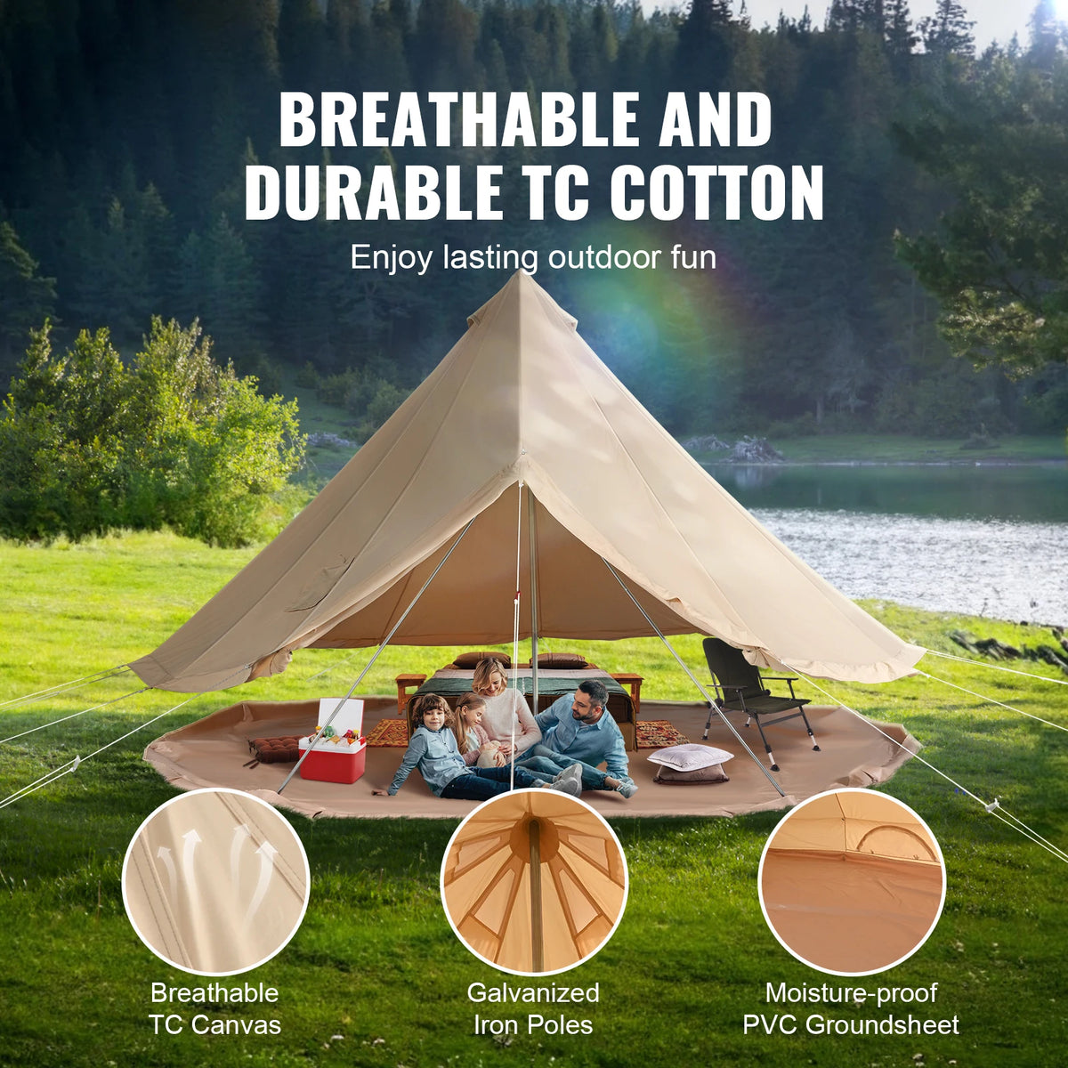 SucceBuy Four Seasons Canvas Bell Yurt Tent For Camping