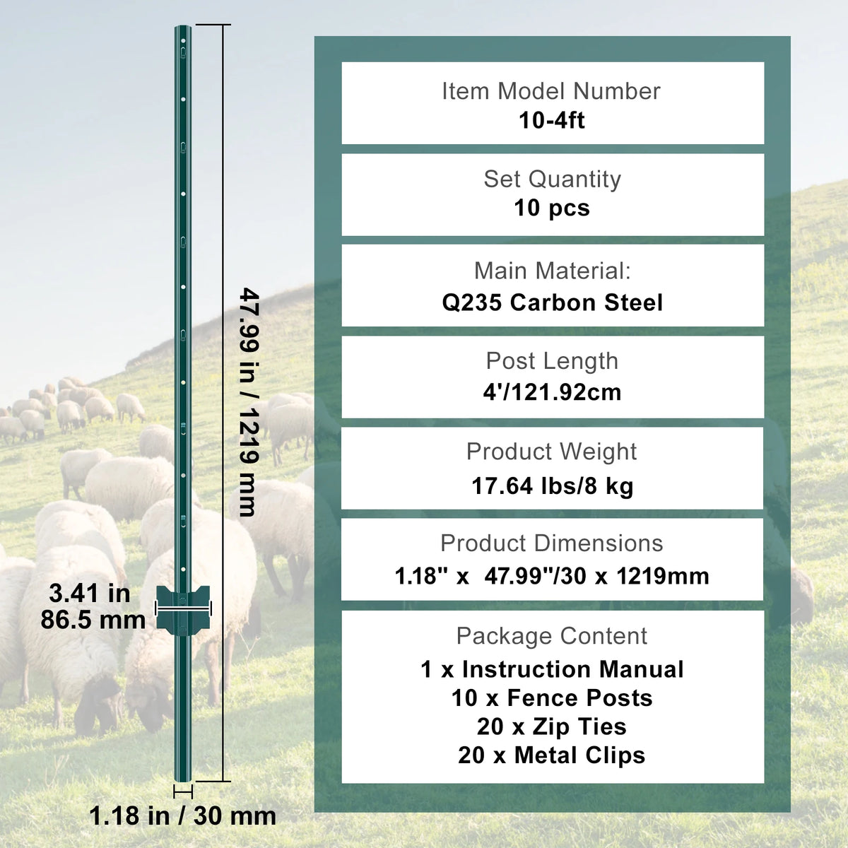 SucceBuy Heavy Duty Carbon Steel T Post Fence Stakes