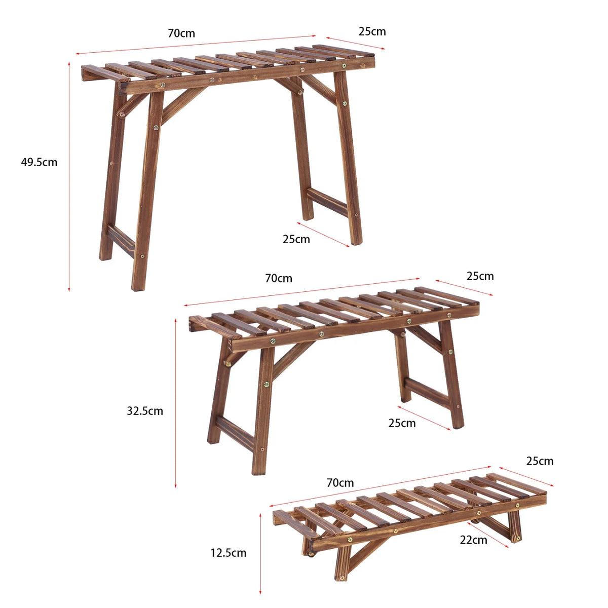 Wooden Three Tier Ladder Plant Stand For Garden Display Rack