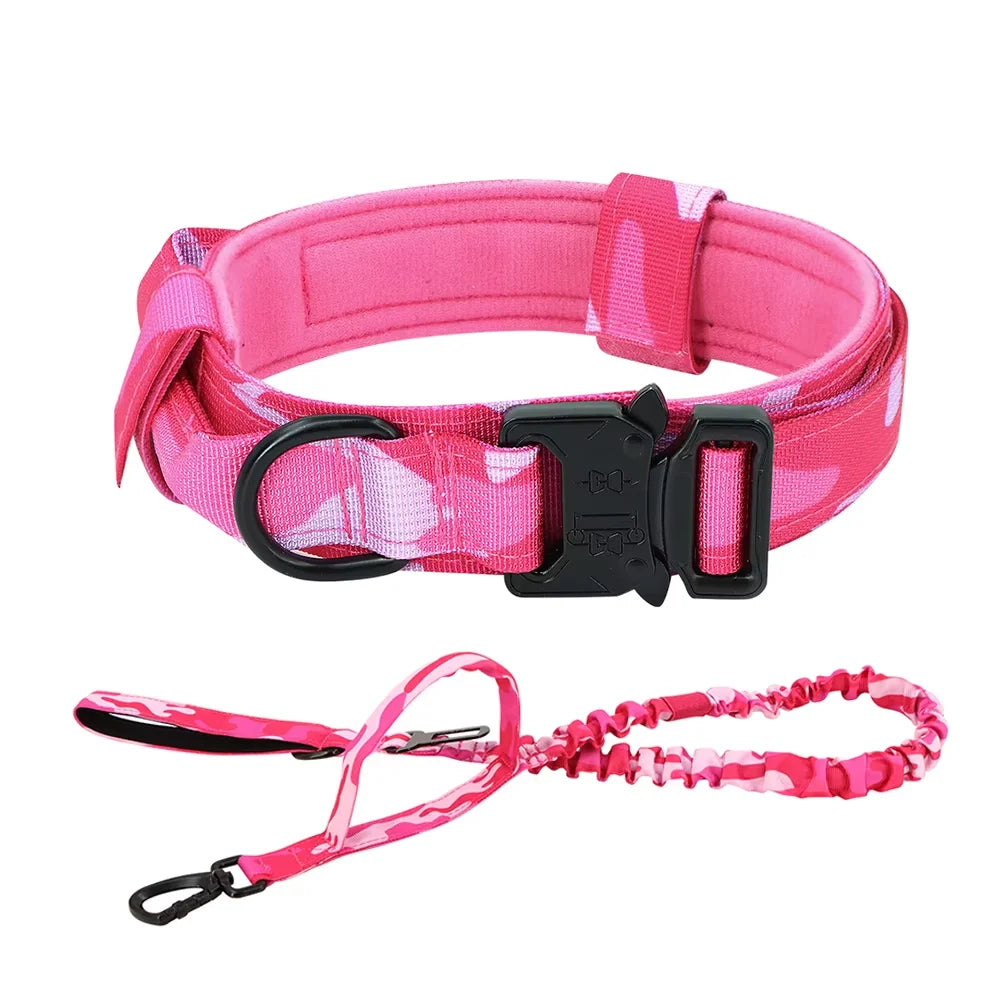 Adjustable Nylon Dog Collar And Leash Set With Quick Release Buckle