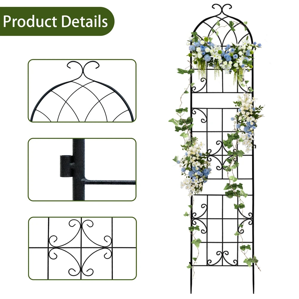 Tall Metal Garden Trellis For Climbing Plants Vines Support Fence