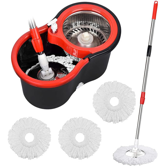 360 Spin Mop Bucket Set With Stainless Steel Wring Basket