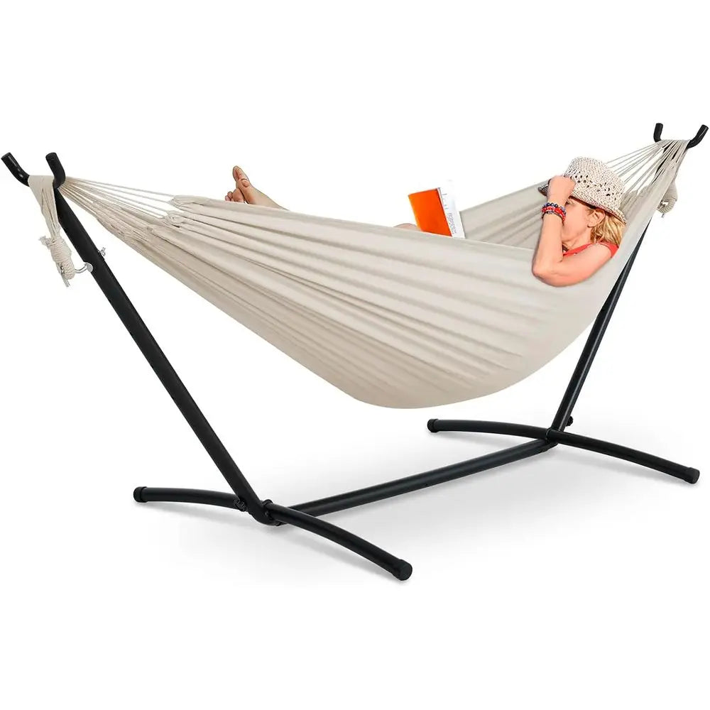 Indoor Outdoor Portable Hammock With Stand, Pillow And Carrying Bag