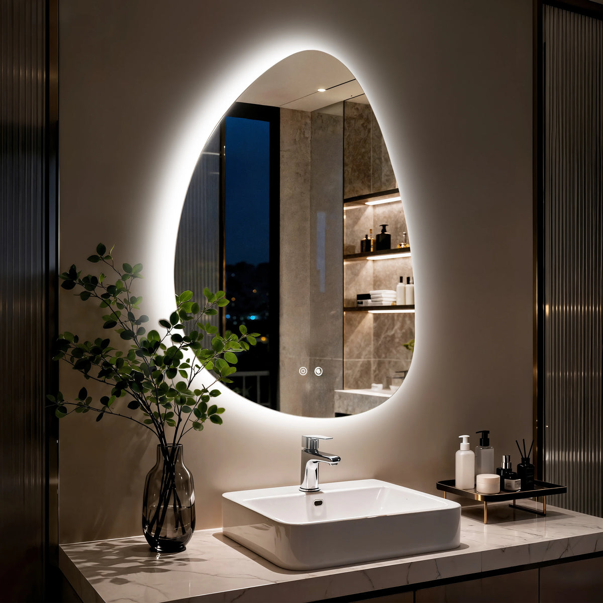 touch sensor led bathroom vanity mirror