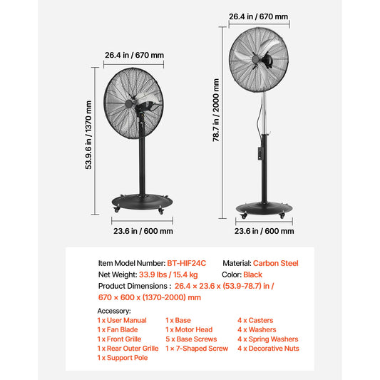 SucceBuy High Velocity Pedestal Fan With Three Speed Settings