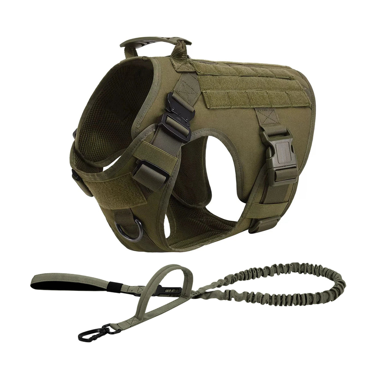 Tactical Nylon Molle Dog Harness Vest With Padded Quick Release