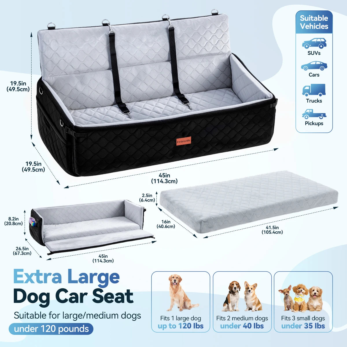 DOMIPET Multi Functional Dog Booster Seat With Thick Cushion