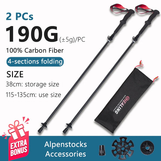 Okhealing Ultralight Carbon Fiber Trekking Poles For Hiking And Climbing
