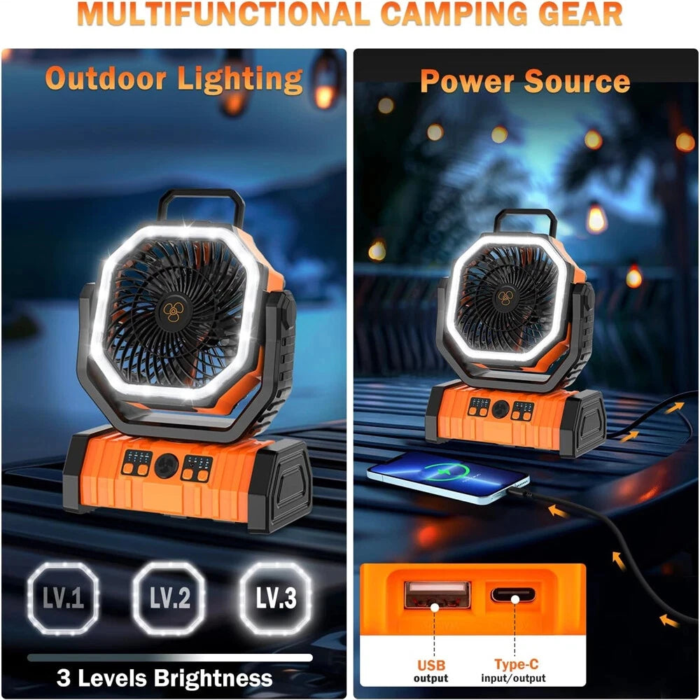 Battery Operated Portable Cooling Fan With Led Light