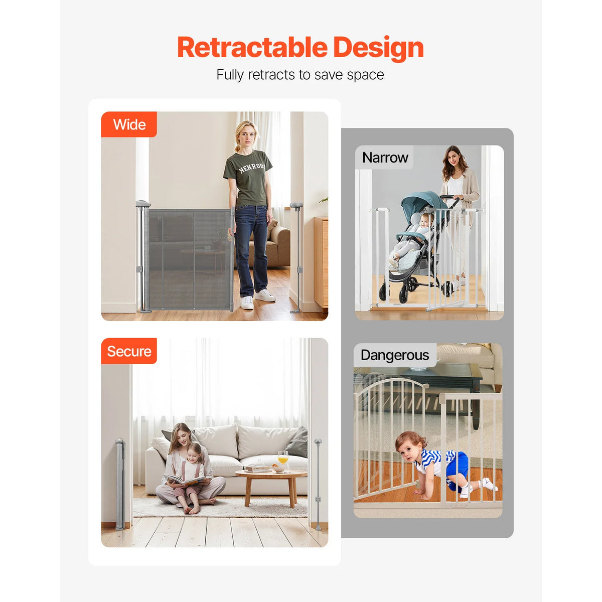 SucceBuy Retractable Mesh Baby And Pet Home Security Gate