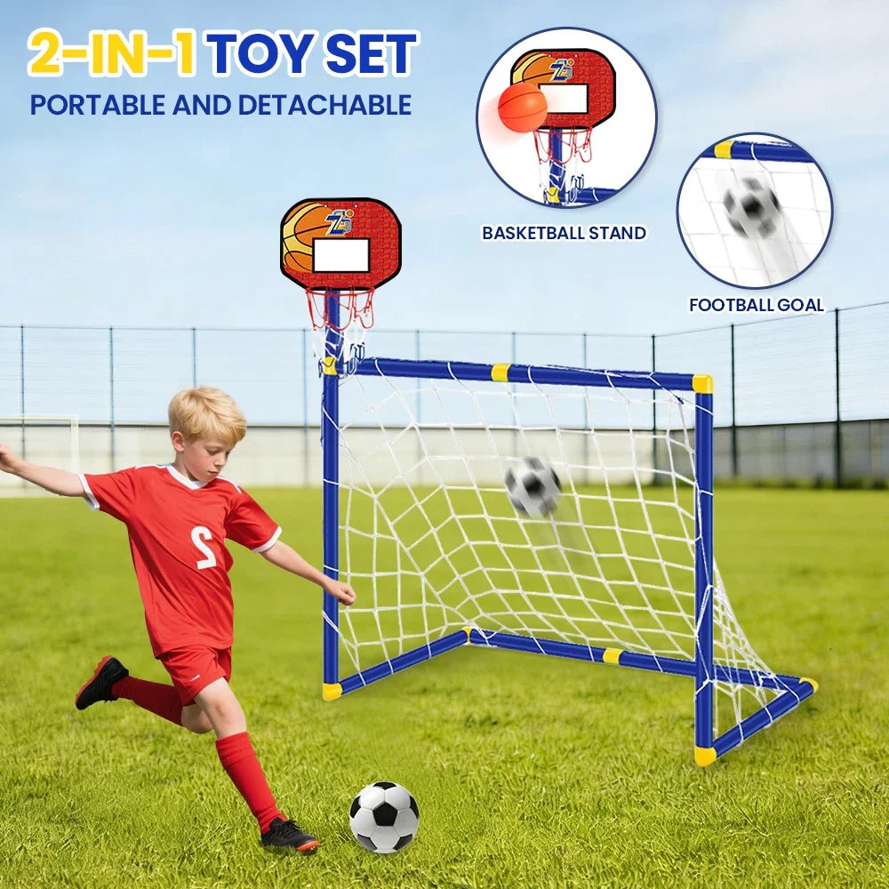 Kmoist Portable Basketball And Football Goal Set For Kids