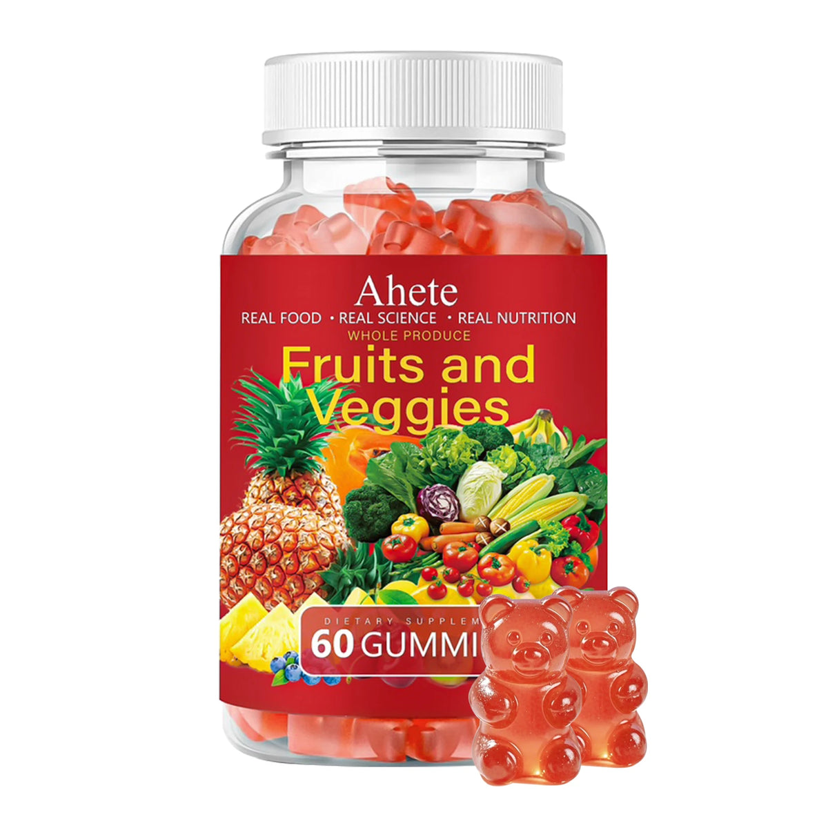 Ahete Fruits And Veggies Gummies Daily Multivitamin Supplement With Greens