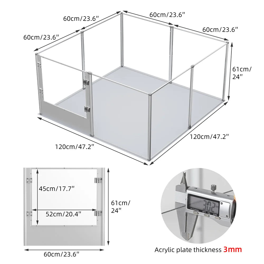 Borwart Indoor Acrylic Dog Playpen Enclosure Whelping Pen