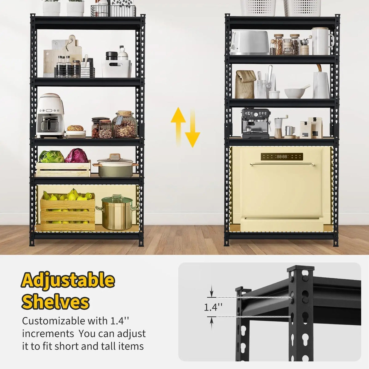 HiMiss 5 Tier Heavy Duty Adjustable Metal Storage Shelving Rack