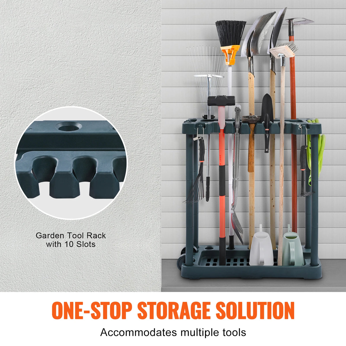 SucceBuy 10 Slot Garden Tool Organizer Storage Rack Stand