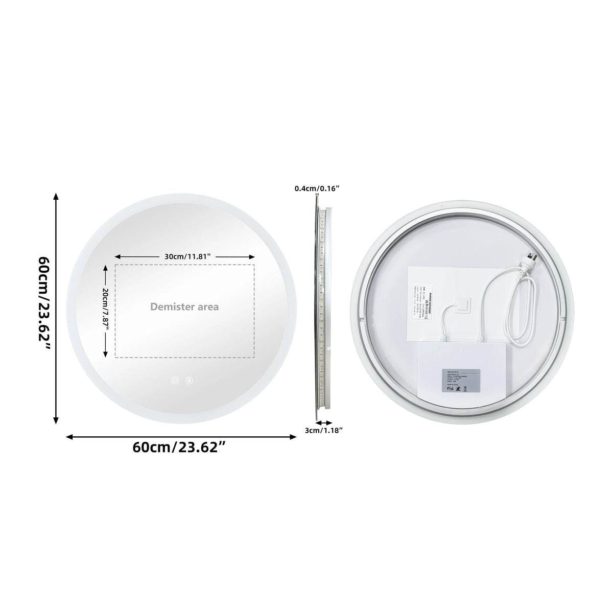 dimmable round LED bathroom mirror