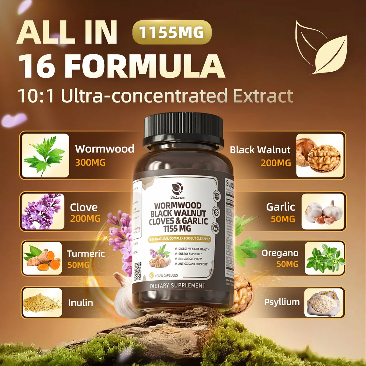 Beworths Black Walnut Wormwood Capsules For Gut Cleanse And Digestive Health
