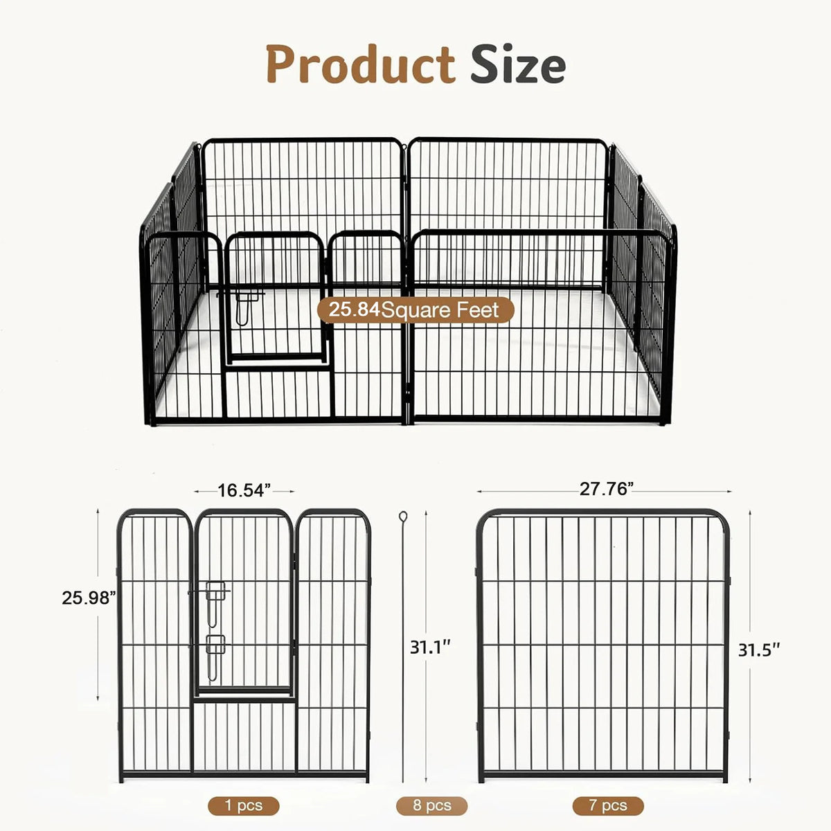 JHK Metal Foldable Dog Playpen And Outdoor Pet Exercise Fence