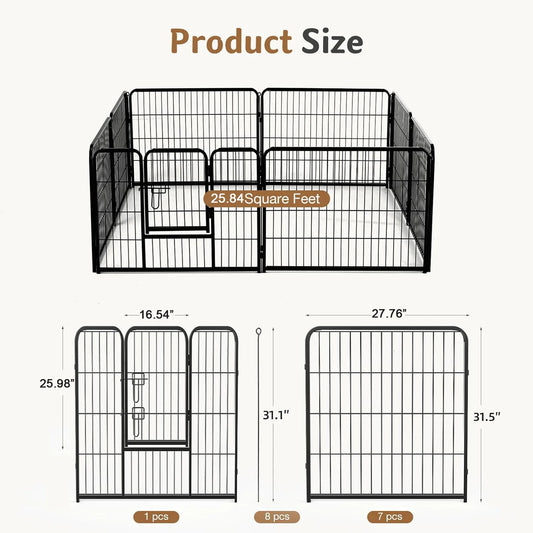 JHK Metal Foldable Dog Playpen And Outdoor Pet Exercise Fence