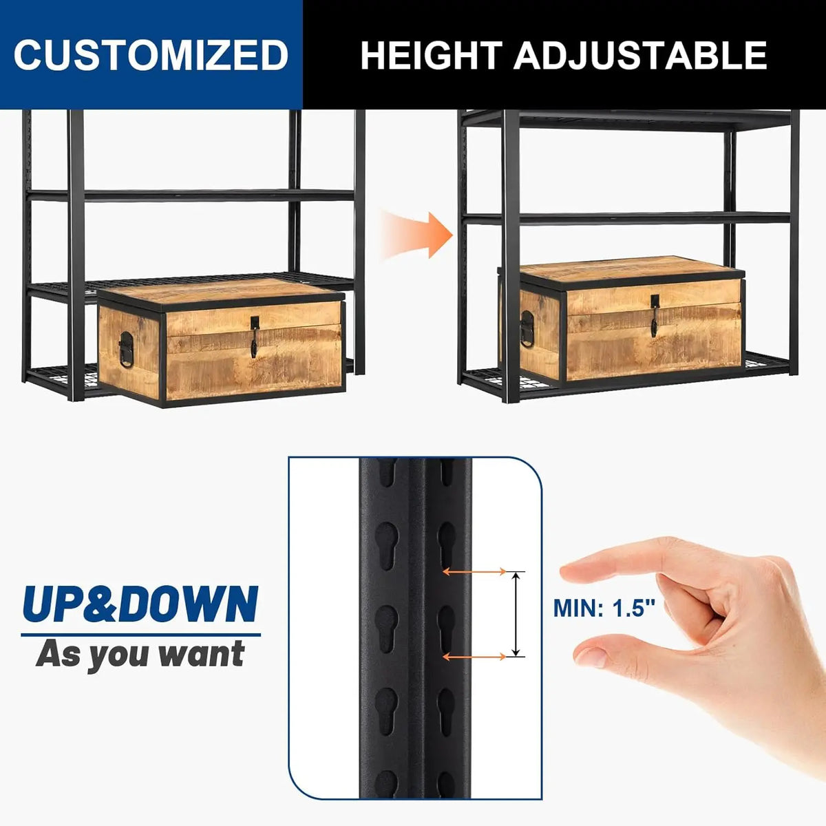 Heavy Duty 4 Tier Metal Garage Adjustable Storage Shelf Unit