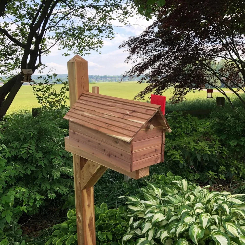 Cedar Mailbox Handcrafted With Metal Insert And Post Mount