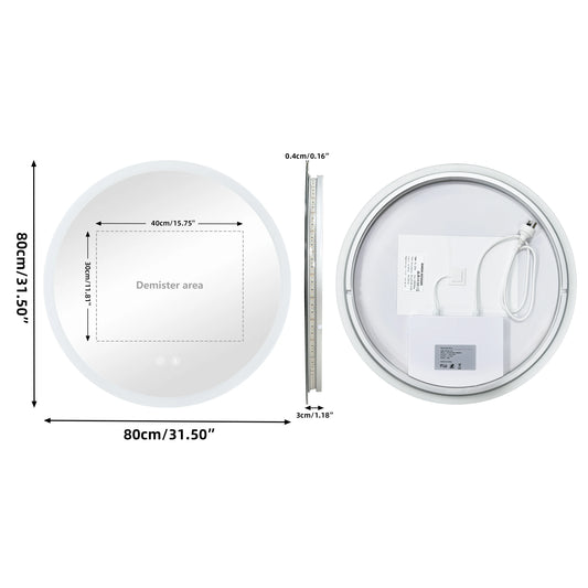dimmable round LED bathroom mirror