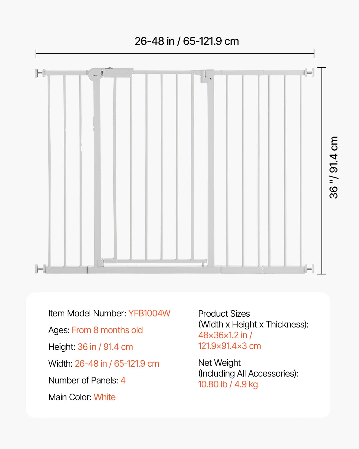 SucceBuy Pressure Mount Walk Through Baby And Pet Safety Gate