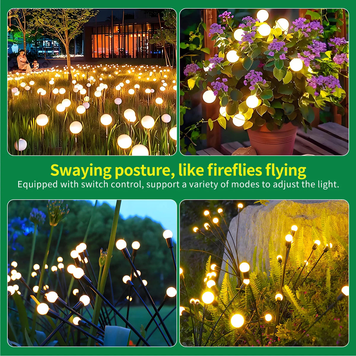 Solar LED Outdoor Garden Firefly Lights Decorative Landscape Fixtures