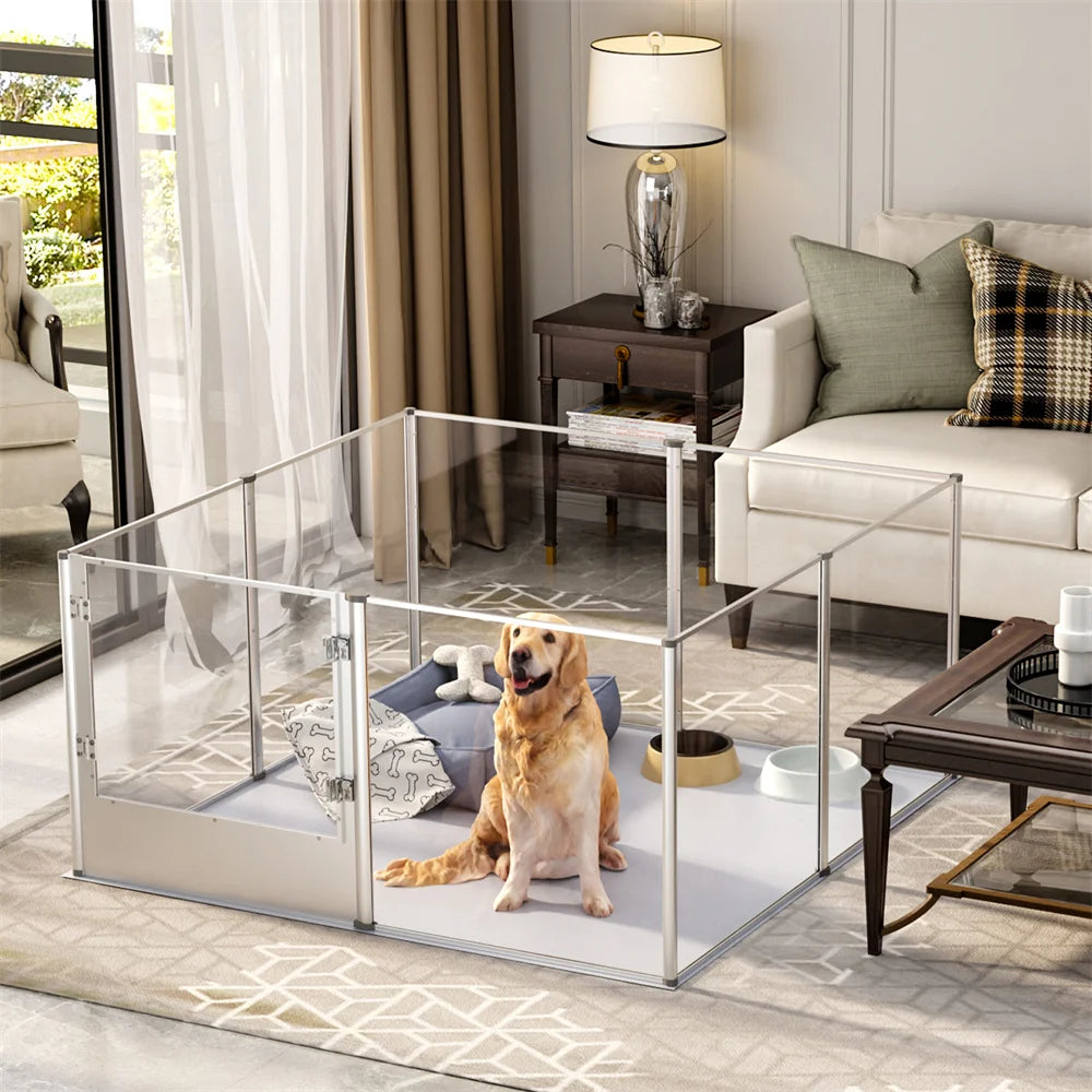 Borwart Indoor Acrylic Dog Playpen Enclosure Whelping Pen